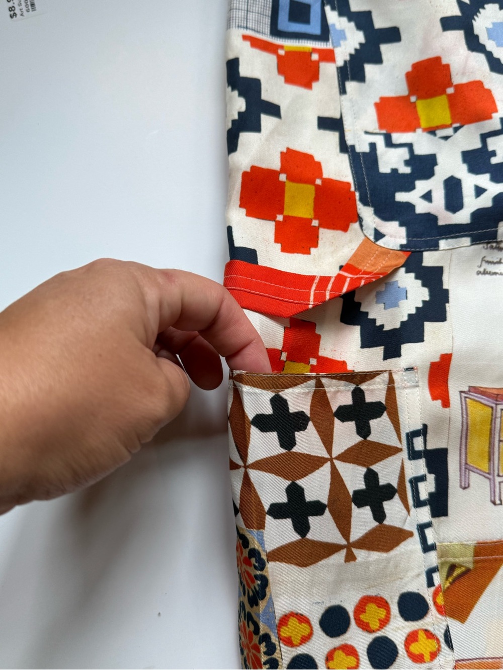Tory Burch Sienna Printed Silk Trousers | Patchwork Collage | Size Medium - Picture 10 of 16